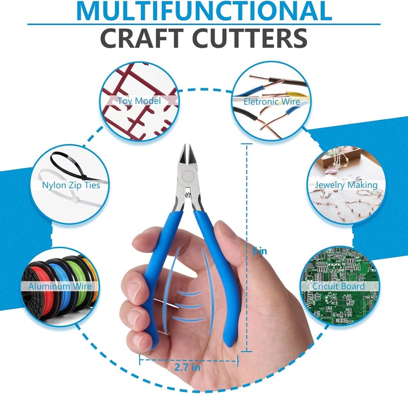 mshandto Wire Cutters, 5" Electronic Needle Flush Cutters, Ultra-Sharp Crafts Diagonal Cutters Pliers, Wire Snips Side Cutters for Circuit Board, Plastic, Soft Copper Wire, Floral - Image 5